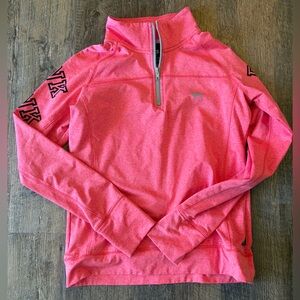 PINK Victoria's Secret Heathered Coral Pink Half-Zip Pullover